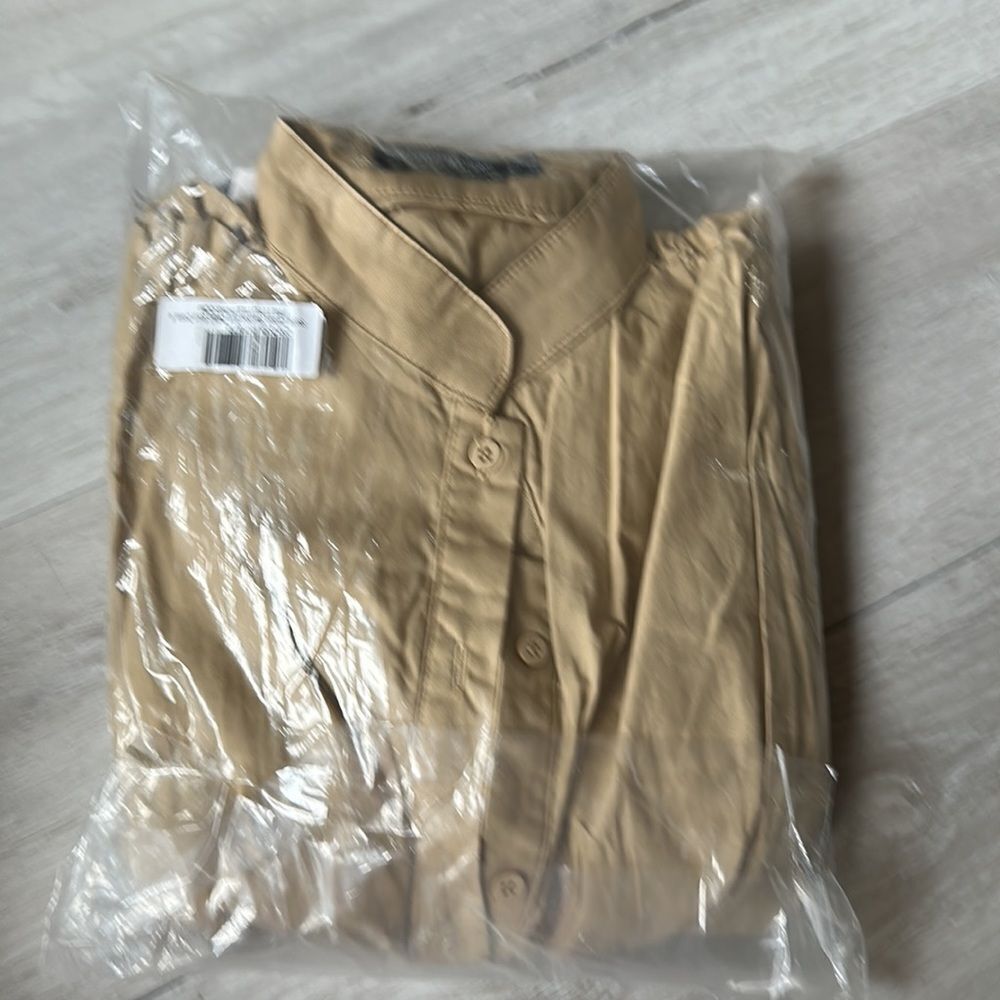 PrettyLittle Things Stone cotton ruched arm shirt dress Sz0 NWT IN PACKAGING - Picture 4 of 5